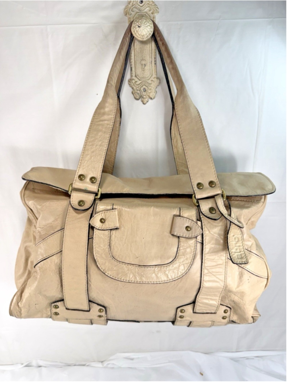 Vintage Abro Italian Leather Shoulder Bag Italy Y2K-era slouchy tote